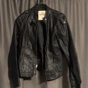 Hollister Men's Black Leather Jacket